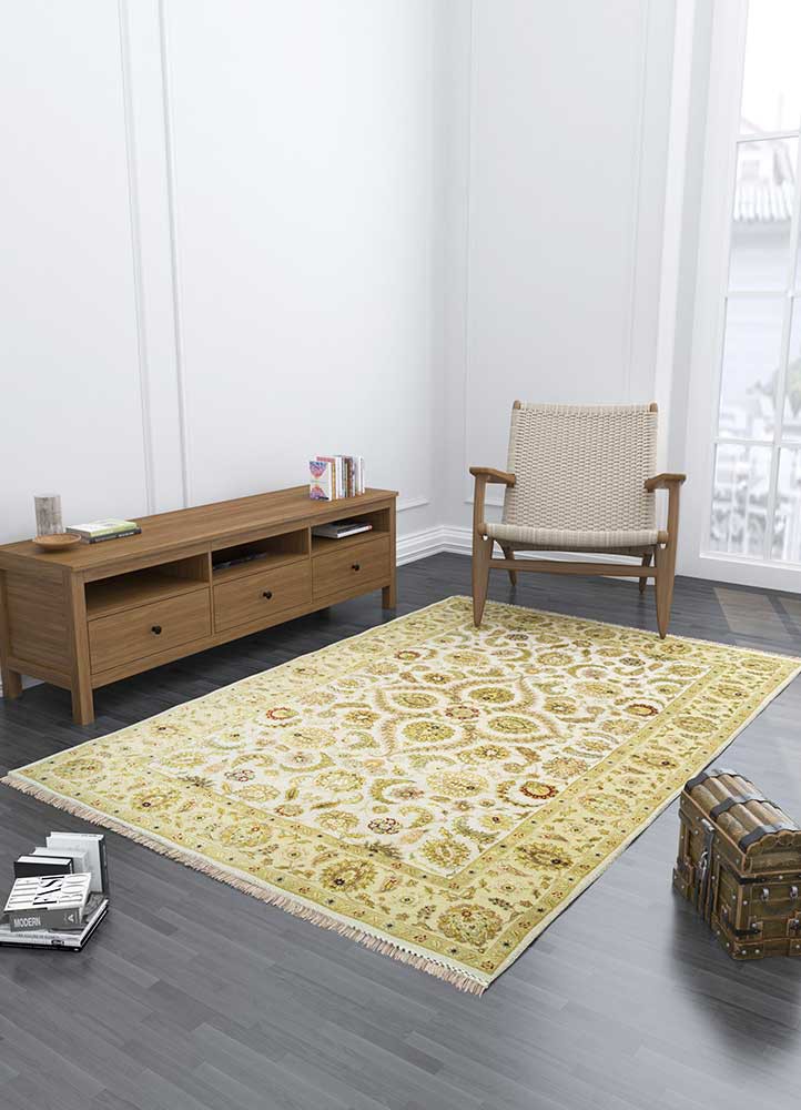 aurora gold wool and silk hand knotted Rug - Loom