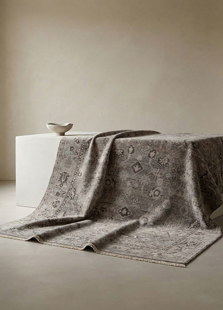 someplace in time grey and black afghan wool hand knottedRug - Rander someplace in time grey and black afghan wool hand knottedRug - Rander