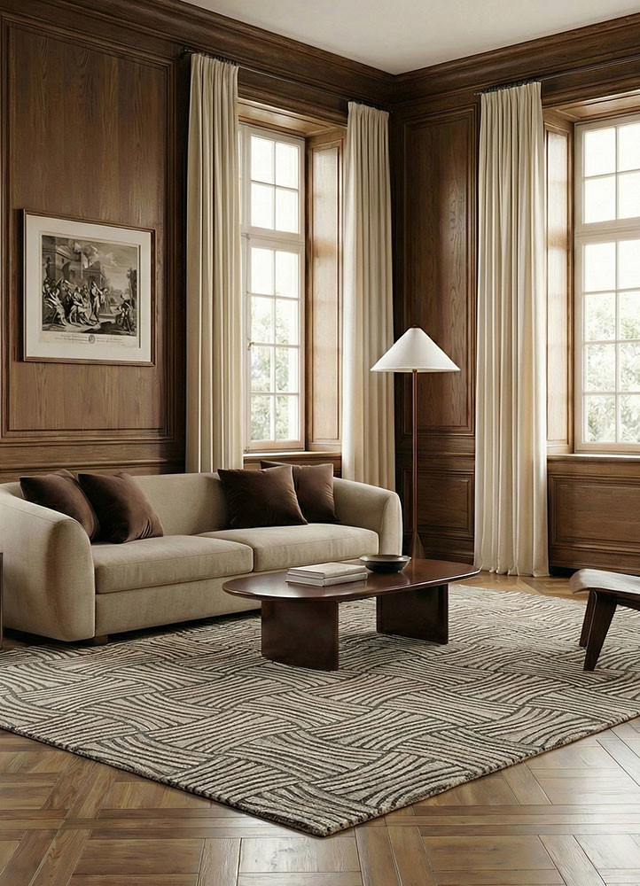 pathways beige and brown wool hand tuftedRug - Rander