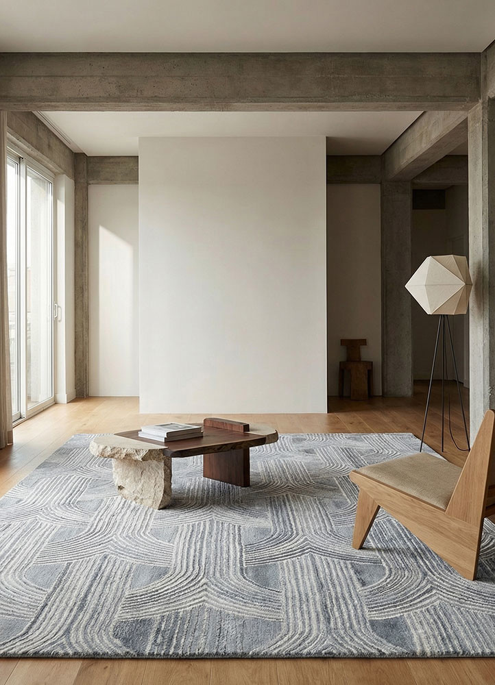 pathways blue wool hand tuftedRug - Rander