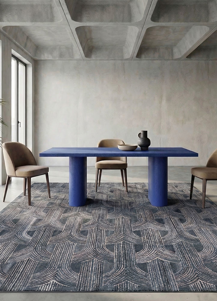 pathways blue wool hand tuftedRug - Rander