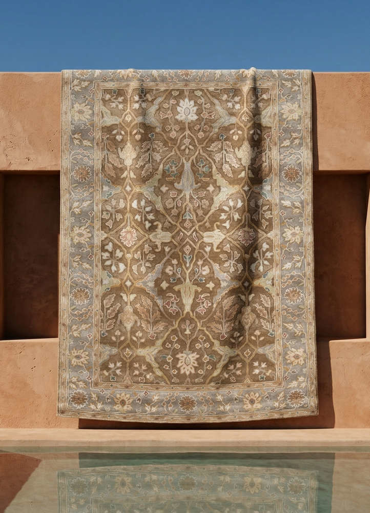 kasbah beige and brown wool and viscose hand tuftedRug - Rander kasbah beige and brown wool and viscose hand tuftedRug - Rander