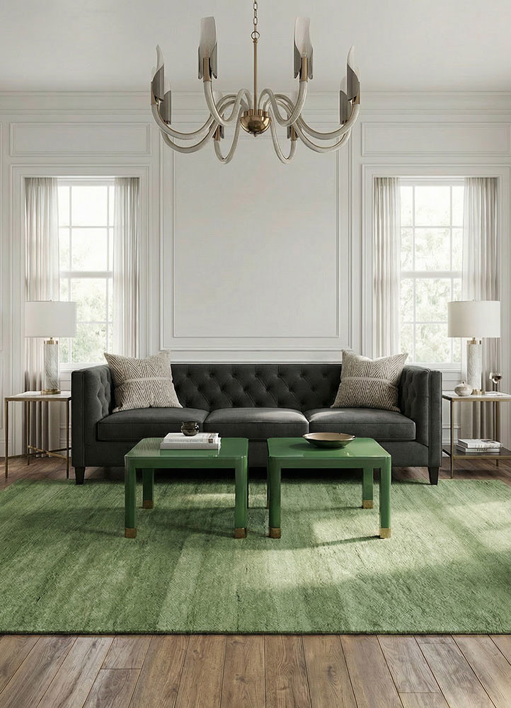 cera green wool hand tuftedRug - Rander