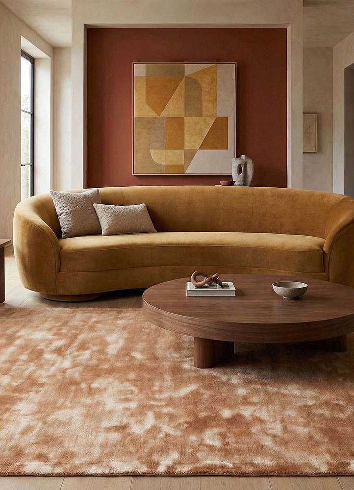 cera beige and brown viscose hand tuftedRug - Rander