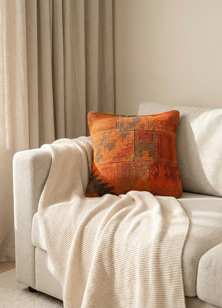 cushion red and orange jute and hemp cushion coverHome Textile - Rander cushion red and orange jute and hemp cushion coverHome Textile - Rander