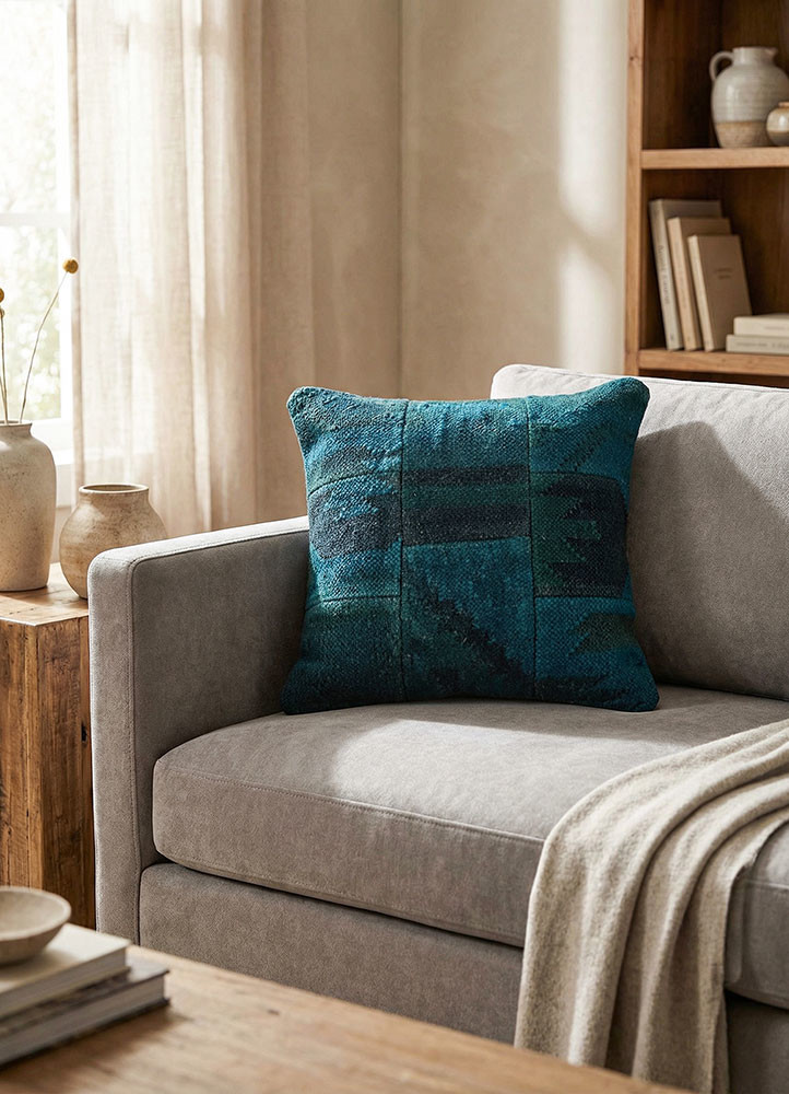 cushion blue jute and hemp cushion coverHome Textile - Rander