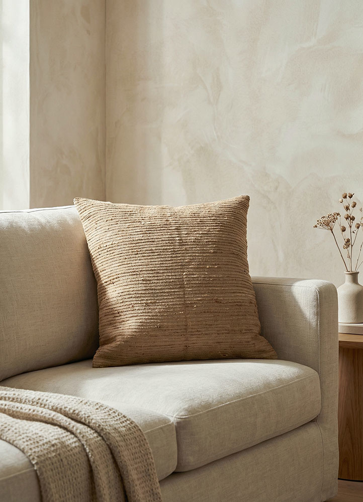 gulmarg beige and brown silk cushion coverHome Textile - Rander