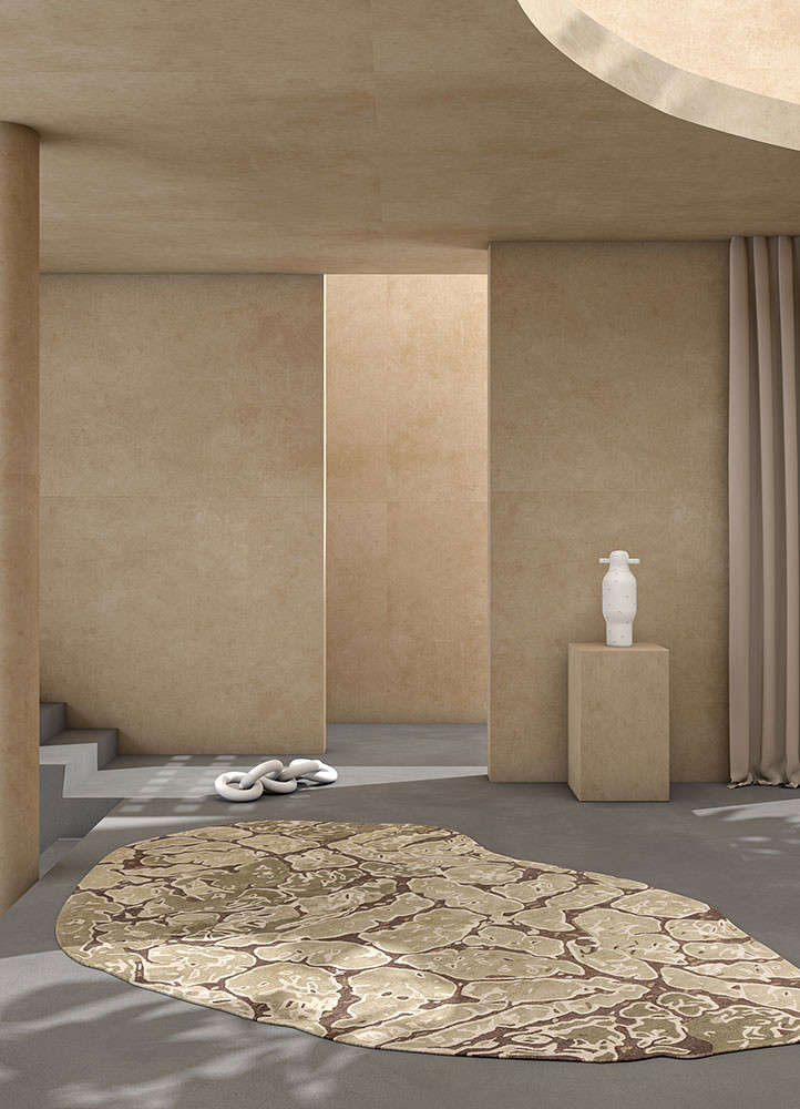 lucid beige and brown wool and viscose hand tufted Rug - R&D/info