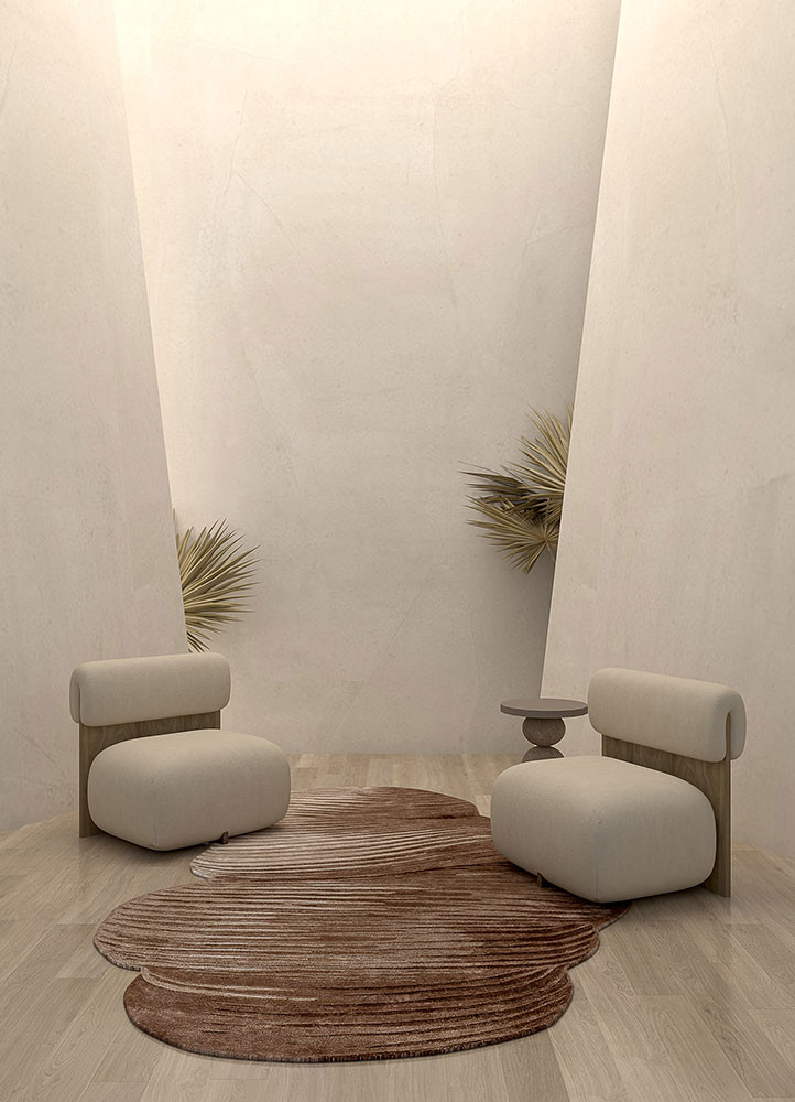 lucid beige and brown wool and viscose hand tufted Rug - R&D/info