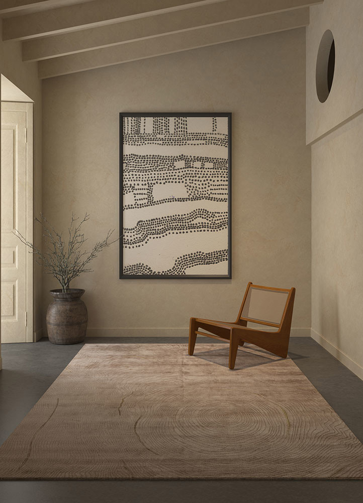 azalea beige and brown bamboo silk hand knotted Rug - R&D/info