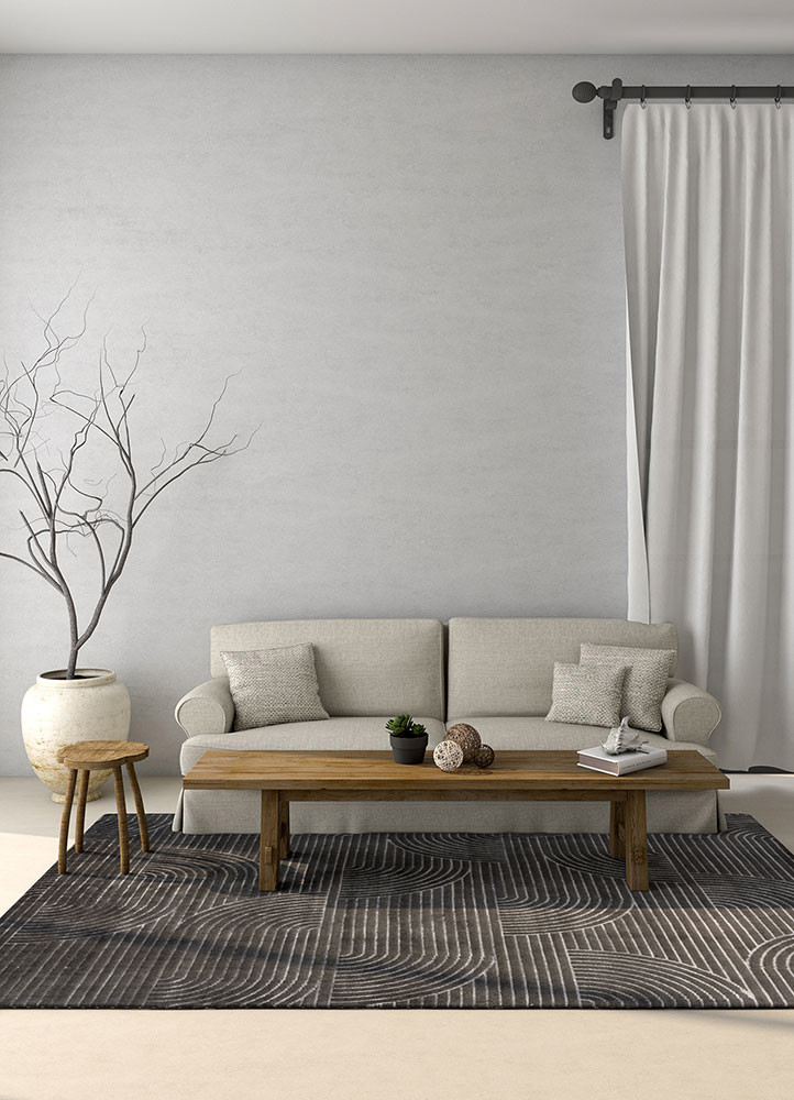 clan grey and black wool and bamboo silk hand knotted Rug - R&D/info clan grey and black wool and bamboo silk hand knotted Rug - R&D/info