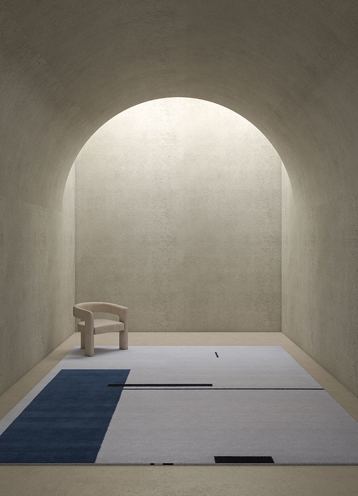 sthir grey and black wool hand knotted Rug - R&D/info