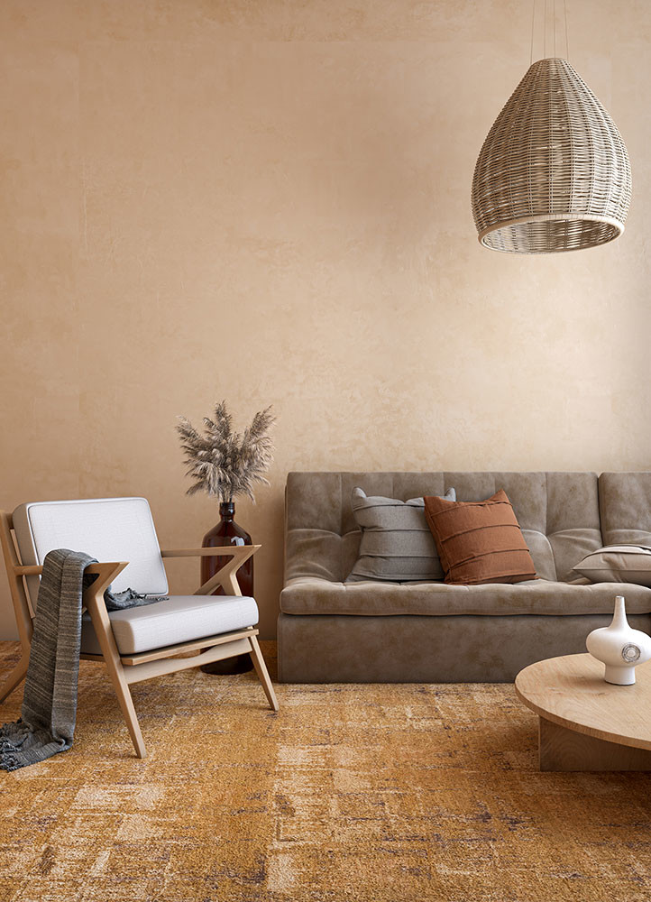 entropy beige and brown wool and silk hand knotted Rug - R&D/info