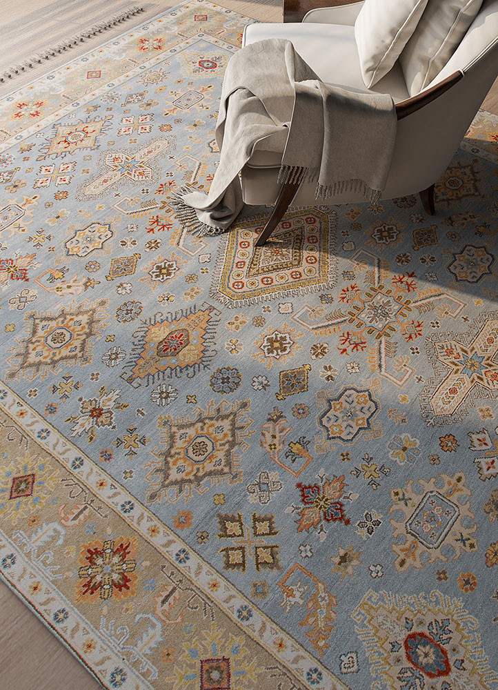 savana blue wool hand knotted Rug - R&D/info