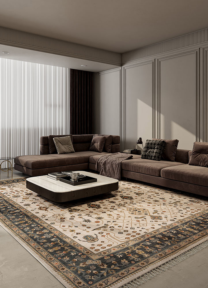 cyanna ivory wool hand knotted Rug - R&D/info