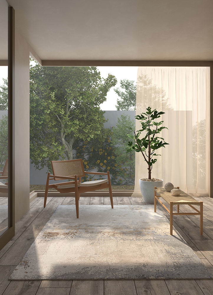 chaos theory by kavi ivory wool and bamboo silk hand knotted Rug - R&D/info