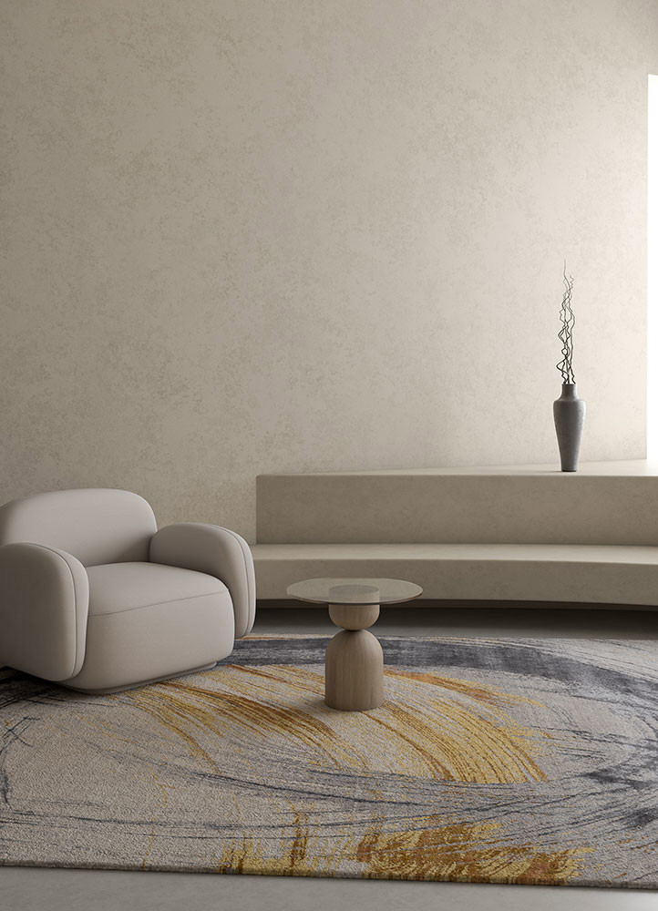 free verse by kavi ivory wool and bamboo silk hand knotted Rug - R&D/info