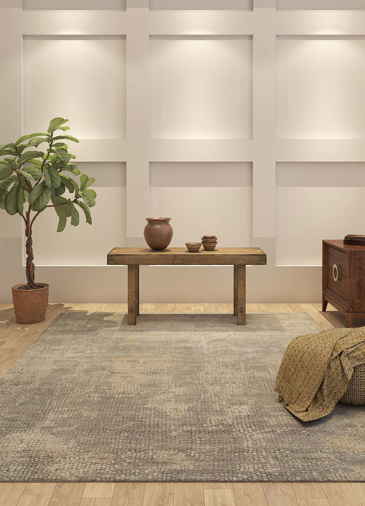 Chaos Theory By Kavi Grey & Black Hand Knotted Wool & Bamboo Silk