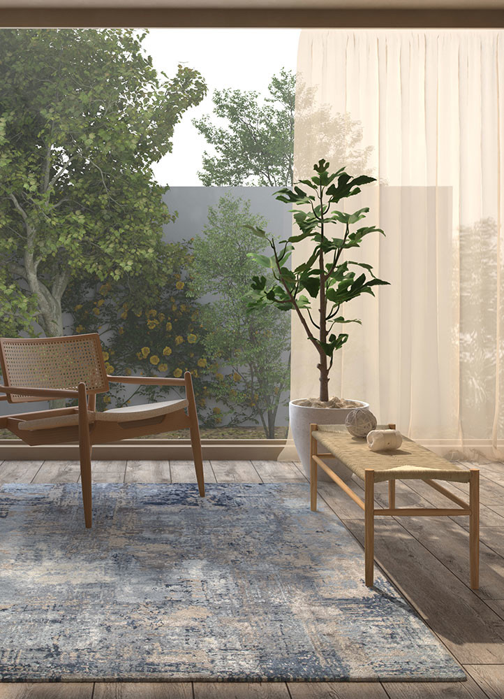 project error by kavi grey and black wool and bamboo silk hand knotted Rug - R&D/info