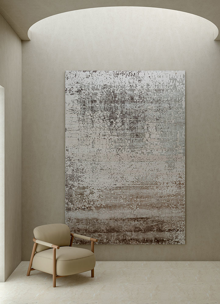 chaos theory by kavi beige and brown wool and bamboo silk hand knotted Rug - R&D/info