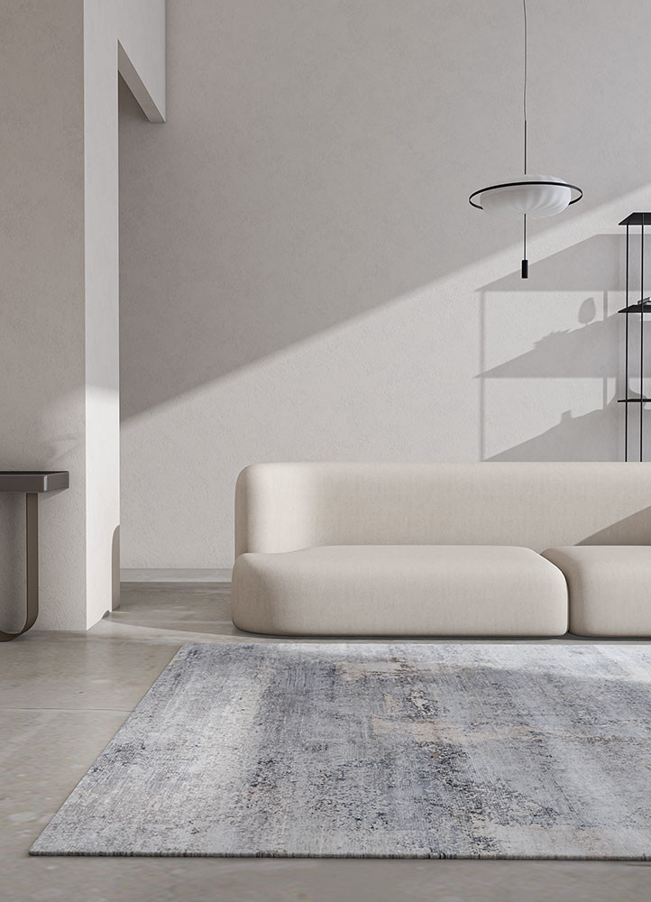 afterglow by kavi grey and black wool and bamboo silk hand knotted Rug - R&D/info