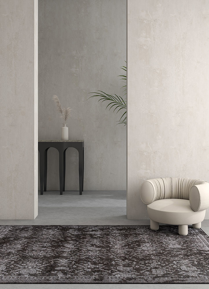 konstrukt grey and black wool and bamboo silk hand loom Rug - R&D/info