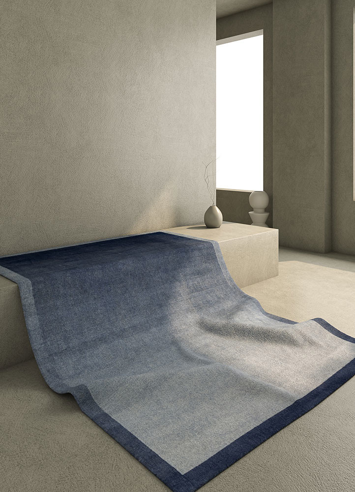 jean blue wool hand loom Rug - R&D/info