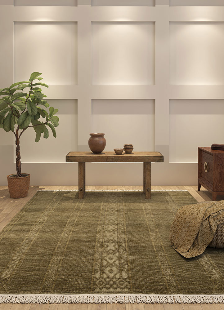 thyme green wool hand knotted Rug - R&D/info