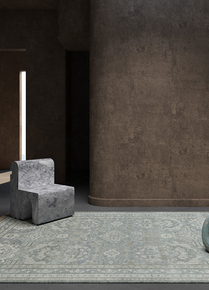 thyme grey and black wool hand knotted Rug - R&D/info