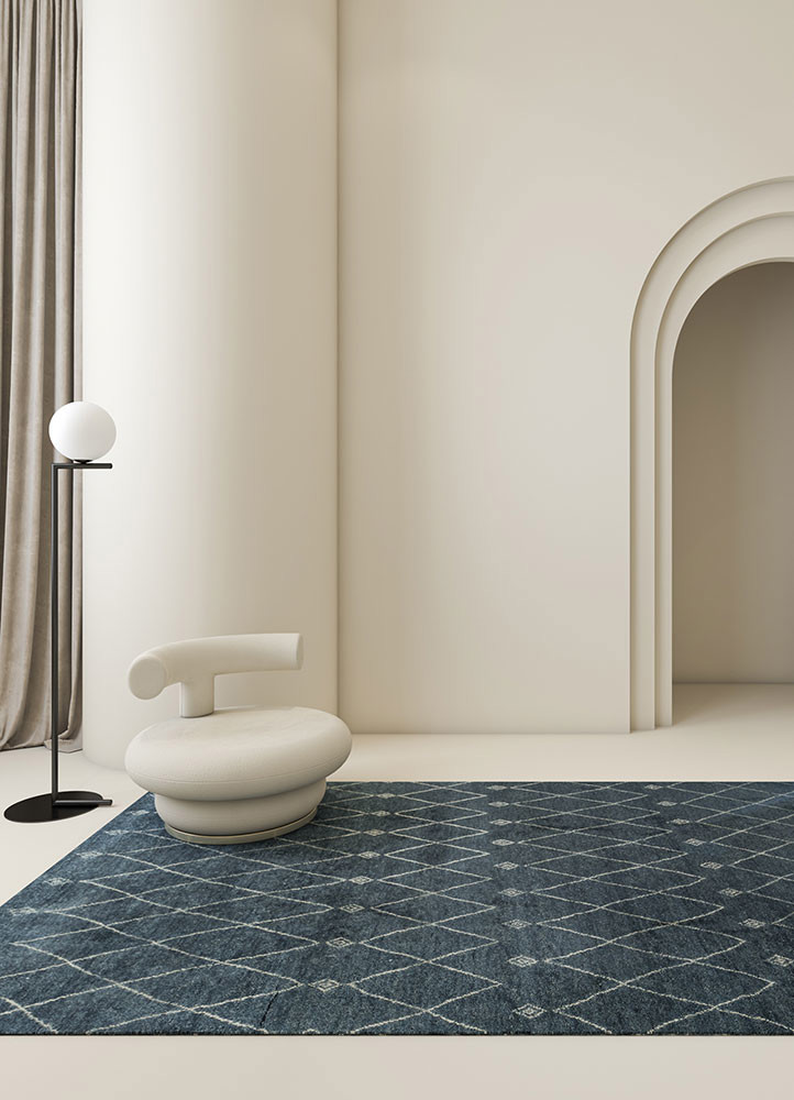 zuri blue wool hand knotted Rug - R&D/info