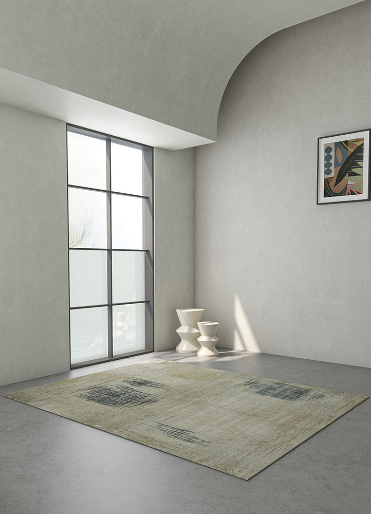 uvenuti beige and brown wool and bamboo silk hand knotted Rug - R&D/info