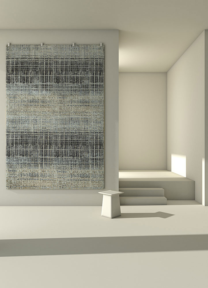 uvenuti grey and black wool and bamboo silk hand knotted Rug - R&D/info uvenuti grey and black wool and bamboo silk hand knotted Rug - R&D/info