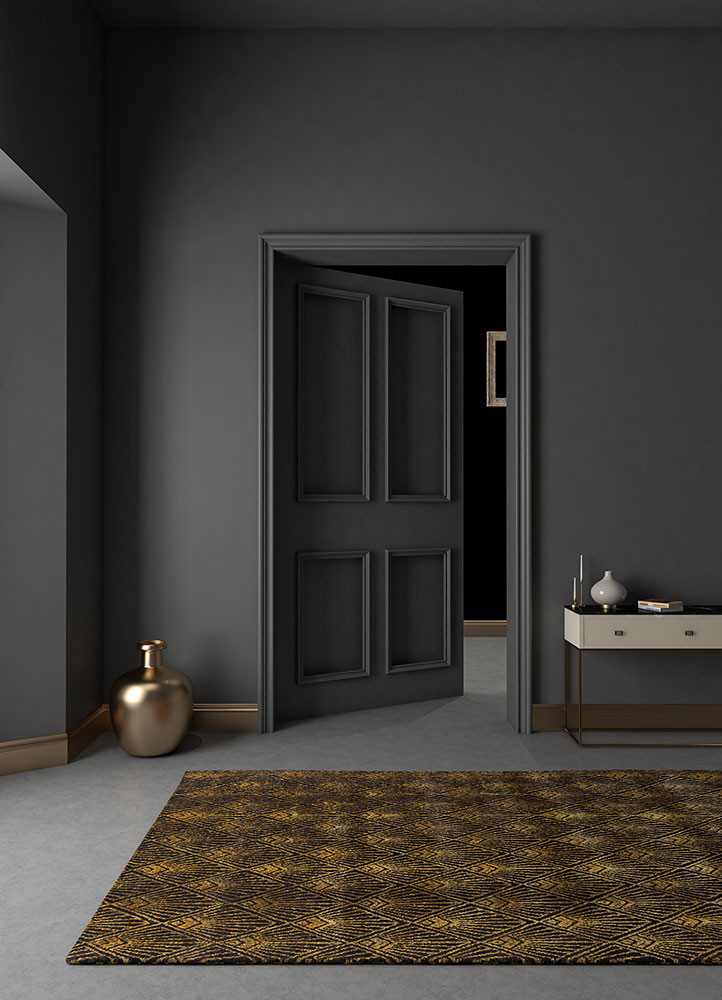 azalea grey and black wool and bamboo silk hand knotted Rug - R&D/info