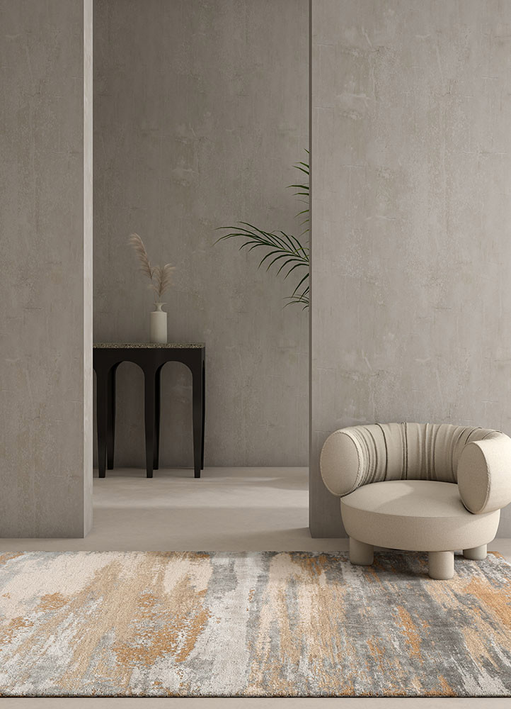 entropy ivory wool and bamboo silk hand knotted Rug - R&D/info