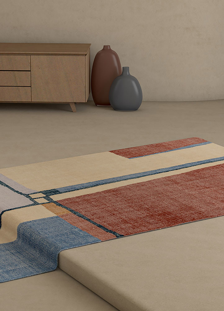 saga red and orange wool hand loom Rug - R&D/info
