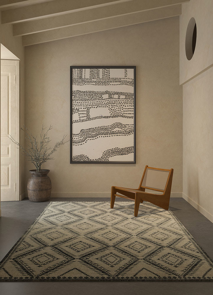 zuri grey and black wool hand knotted Rug - R&D/info