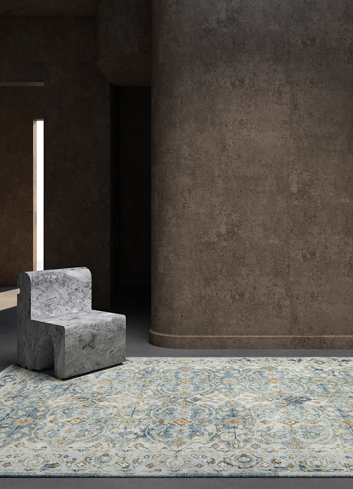 erbe blue wool hand knotted Rug - R&D/info