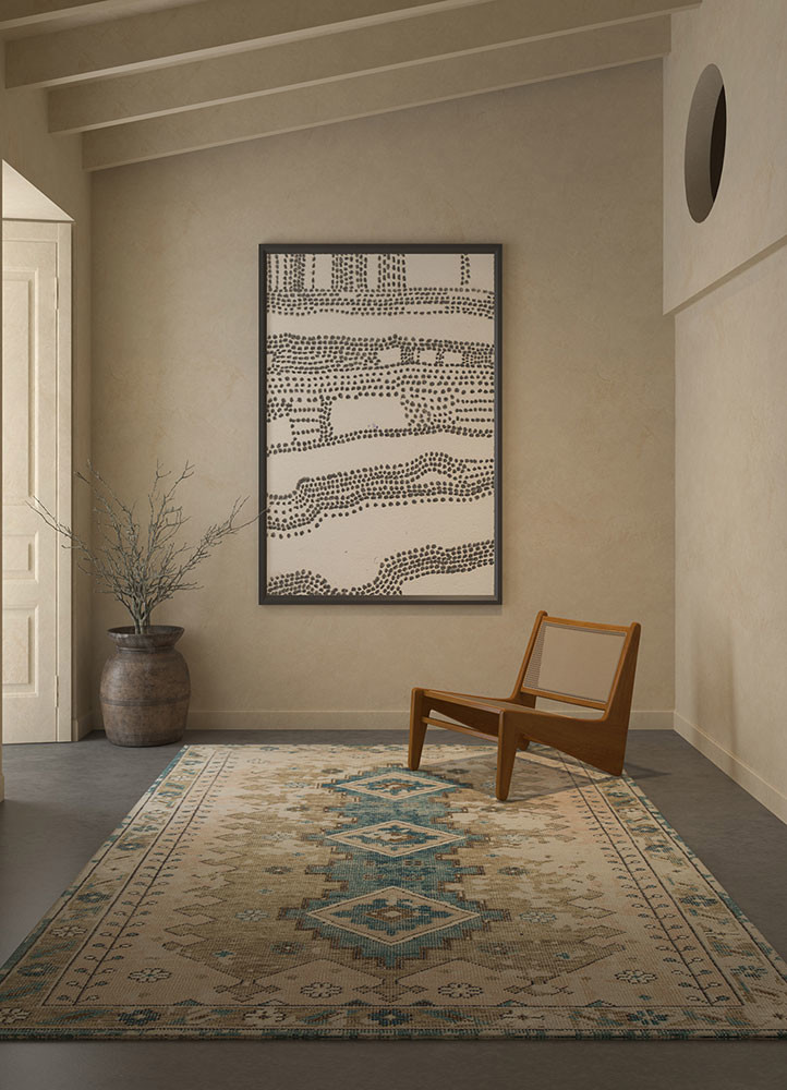 erbe beige and brown wool hand knotted Rug - R&D/info