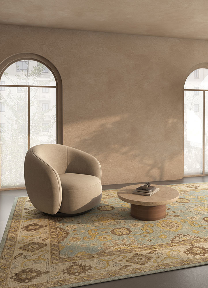 cyanna blue wool hand knotted Rug - R&D/info