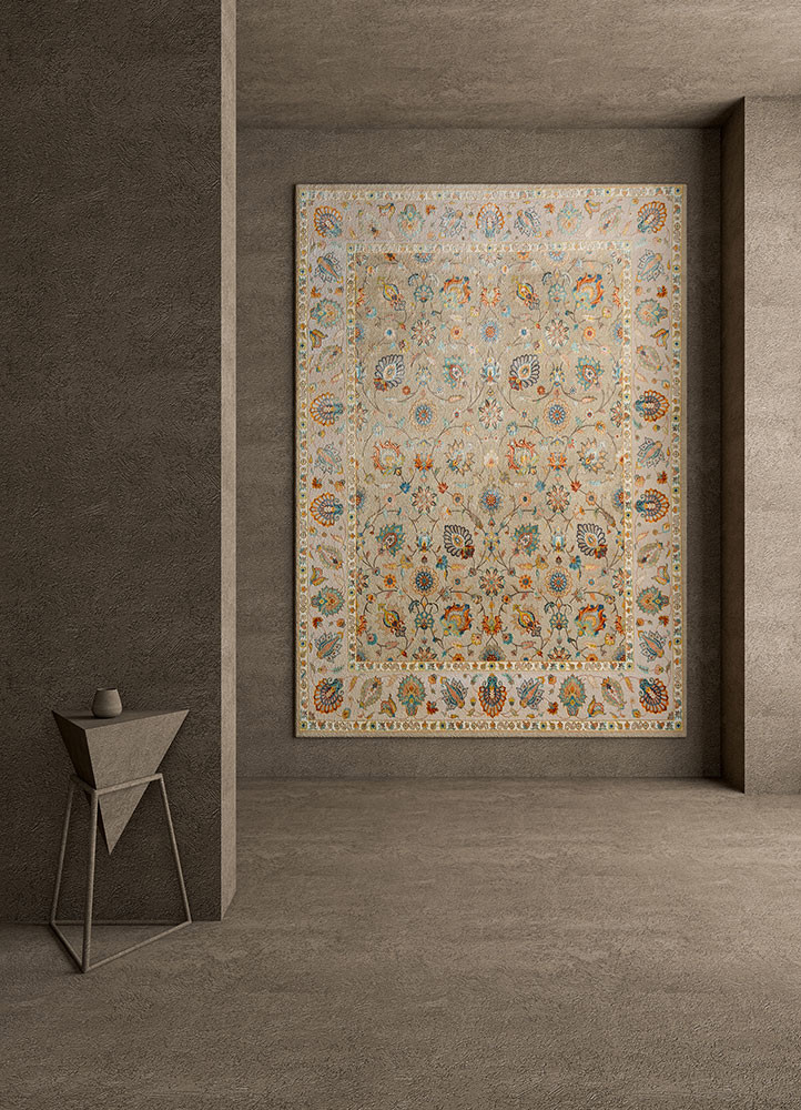 aurora ivory wool and silk hand knotted Rug - R&D/info aurora ivory wool and silk hand knotted Rug - R&D/info