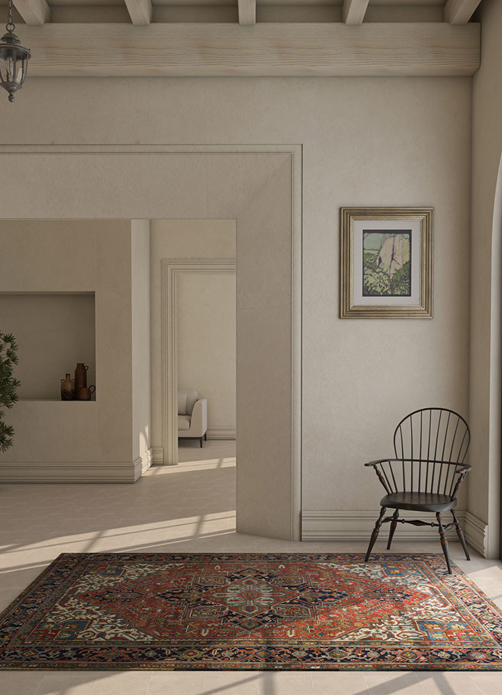 aalam red and orange wool hand knotted Rug - R&D/info