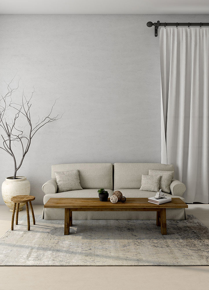 unstring by kavi ivory wool and bamboo silk hand knotted Rug - R&D/info