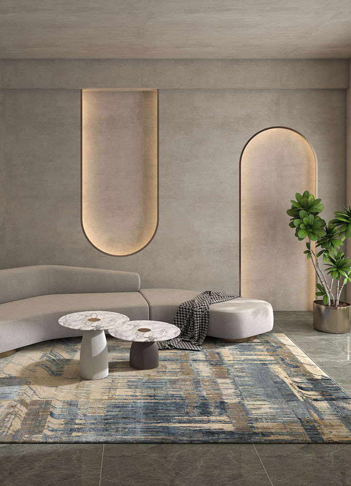 unstring by kavi beige and brown wool and bamboo silk hand knotted Rug - R&D/info unstring by kavi beige and brown wool and bamboo silk hand knotted Rug - R&D/info