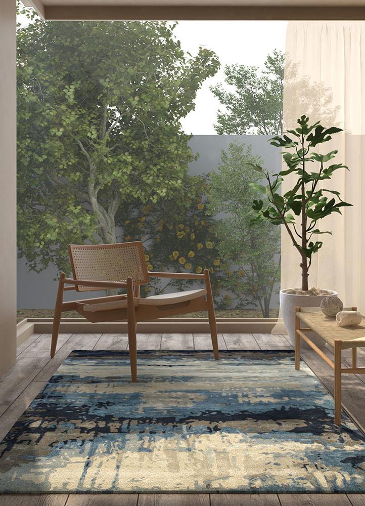 genesis blue wool and viscose hand tufted Rug - R&D/info