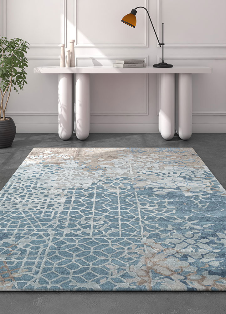 mythos blue wool and viscose hand tufted Rug - R&D/info