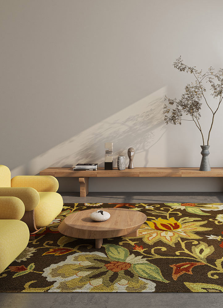 hacienda beige and brown wool hand tufted Rug - R&D/info