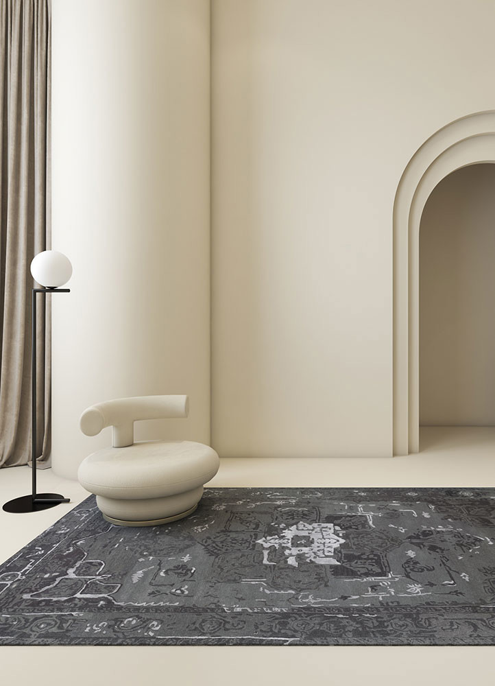 mythos grey and black wool and viscose hand tufted Rug - R&D/info