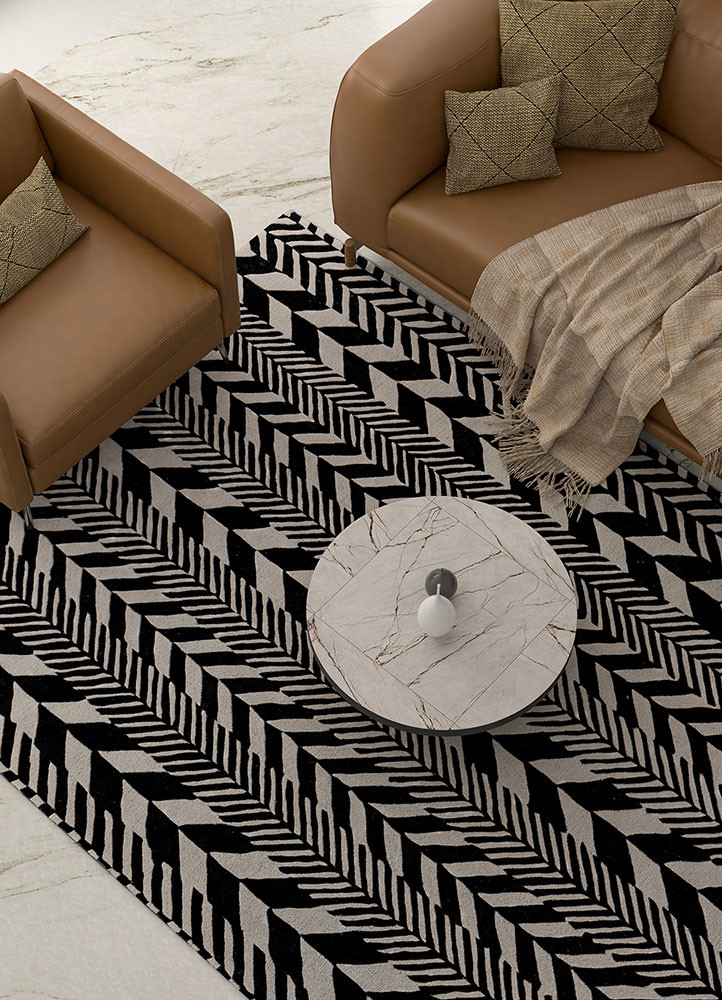 adrift grey and black wool hand tufted Rug - R&D/info