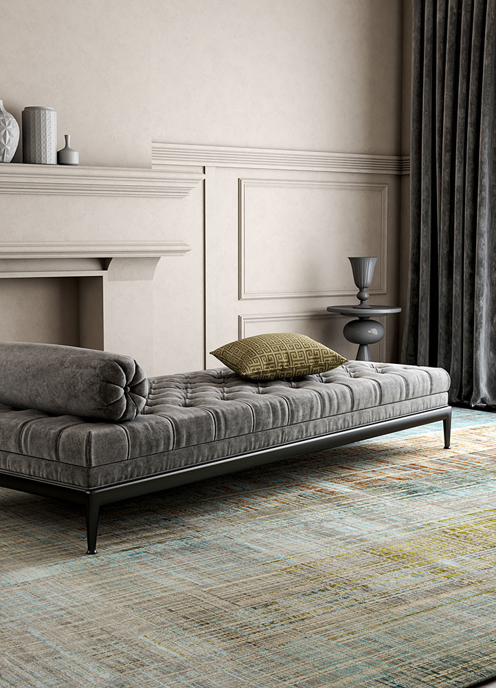 unstring by kavi grey and black wool and bamboo silk hand knotted Rug - R&D/info