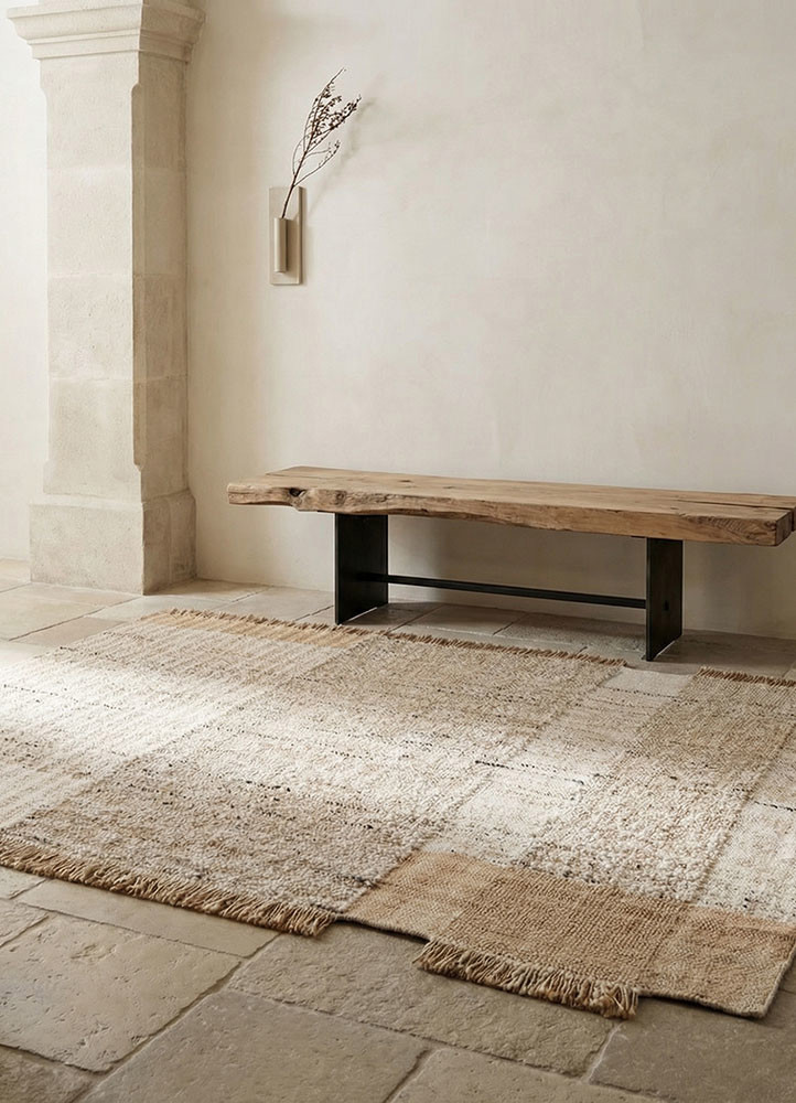 daaira beige and brown wool flat weavesRug - Rander